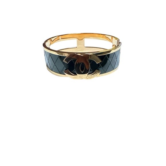 Gold Tone and Black Cuff Fashion Bracelet - Picture 3 of 7